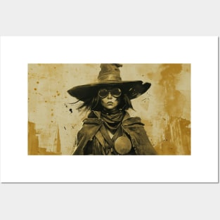 Steampunk Vampire Hunter Witch Sepia Posters and Art